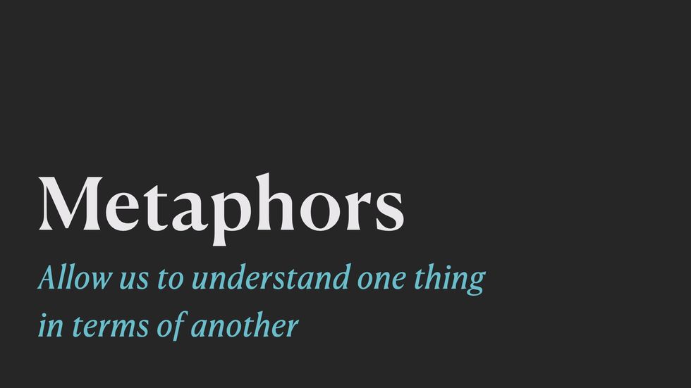 Metaphors allow us to understand one thing in terms of another