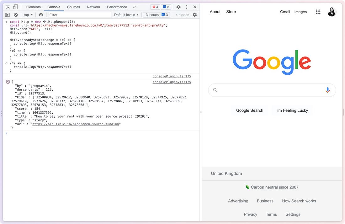 Using the built-in browser console as a JavaScript runtime environment