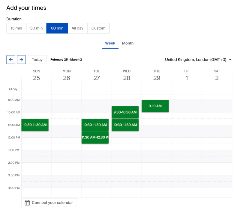 Selecting potential meeting times on Doodle