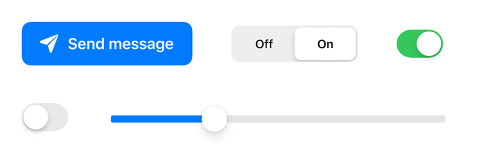 A set of buttons, toggles, and sliders