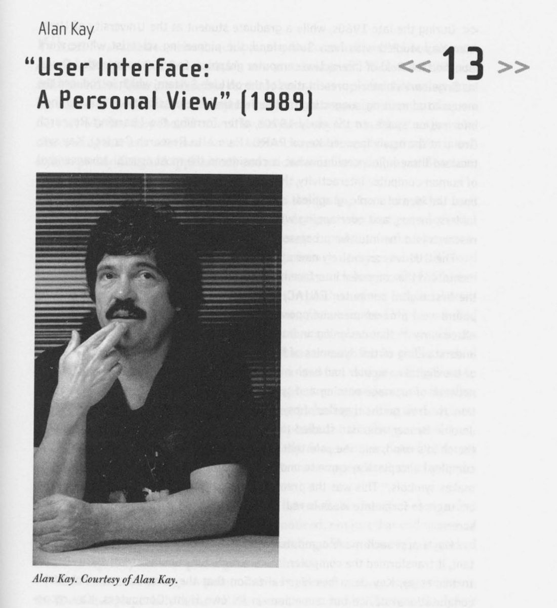 The cover of Kay's 1989 essay on User Interfaces