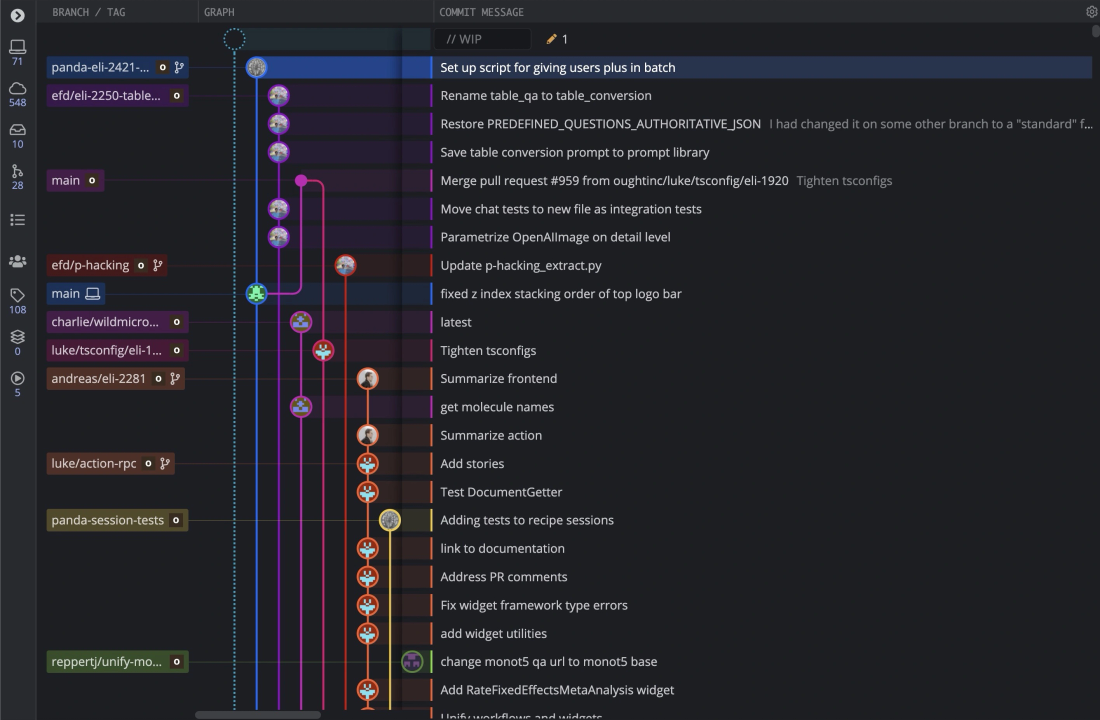 Gitkraken's interface helps visualise complex Git histories