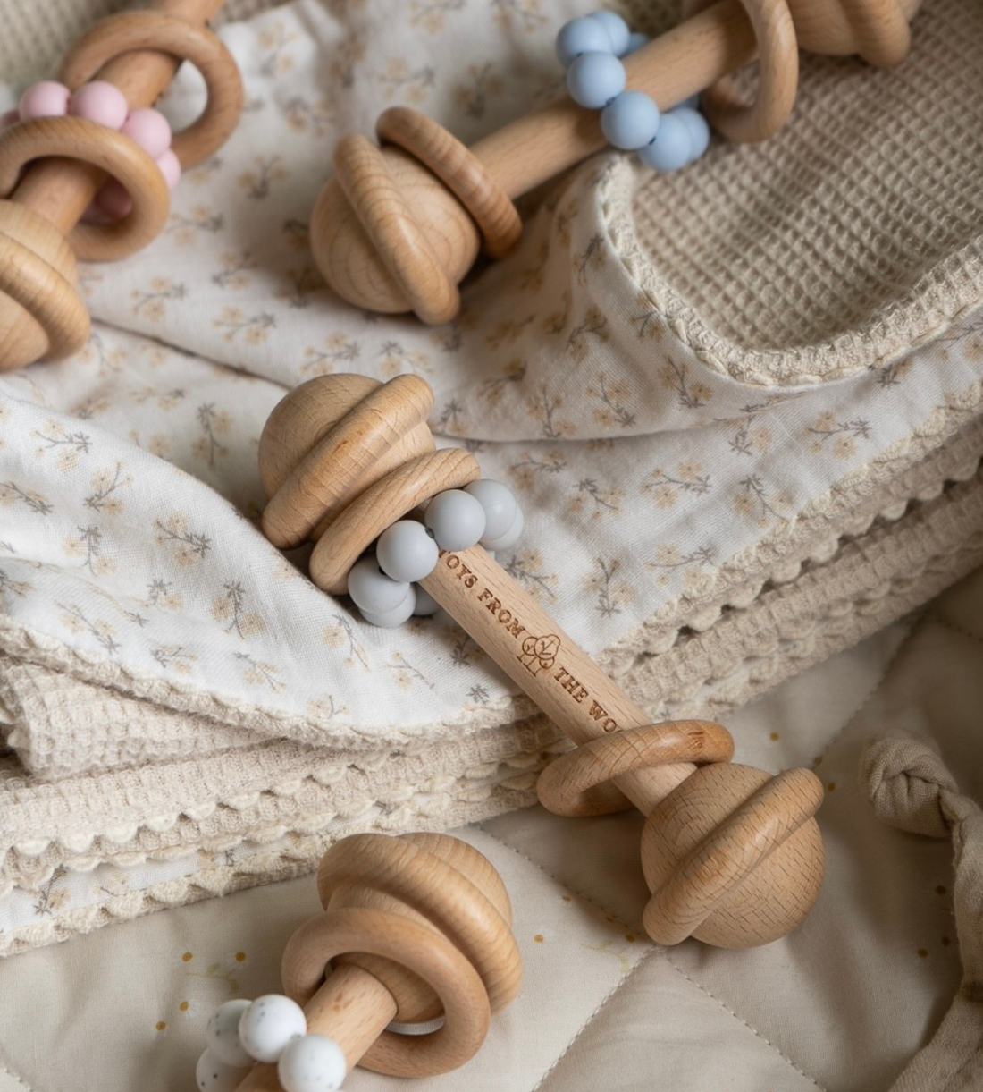 Wooden baby rattles