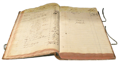 A paper notebook spreadsheet