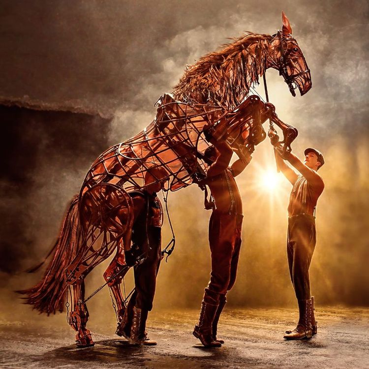 Horse puppets from the play production of War Horse
